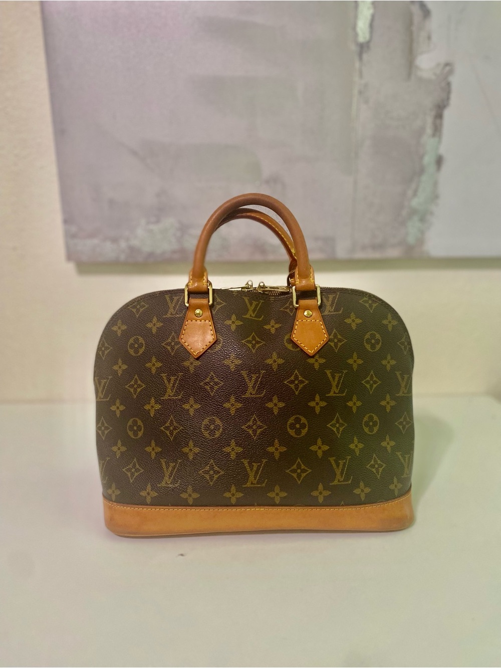 Louis Vuitton Monogram Alma Satchel in Brown and Tan
